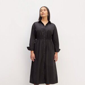 Everlane The Supima® Cotton Midi Shirt Dress Black Base - Size XS